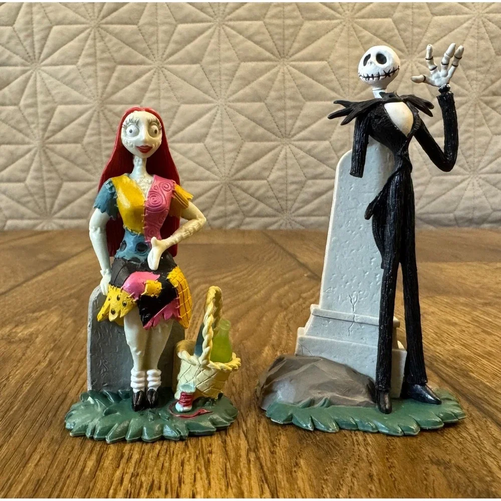 Disney Nightmare Before Christmas Jack Skellington Sally Figures Cake Topper Lot